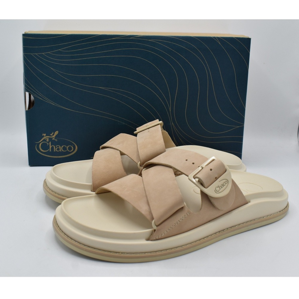 Chaco Townes Slide Sandal Womens 8 Angora Beige Excellent Leather Shoes